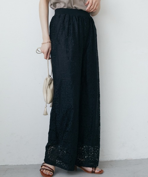 Green　Parks（グリーンパークス）の「格子柄レースパンツ（その他パンツ・レディース・ブラック/グリーン/ホワイト系その他2・FREE）」の3枚目の写真