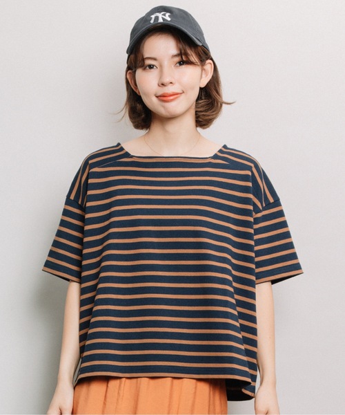 refinedworks（リファインドワークス）の「ボーダースクエアネックT（Tシャツ/カットソー・レディース・ネイビー/オフホワイト/オレンジ・FREE）」の12枚目の写真