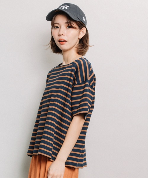 refinedworks（リファインドワークス）の「ボーダースクエアネックT（Tシャツ/カットソー・レディース・ネイビー/オフホワイト/オレンジ・FREE）」の13枚目の写真