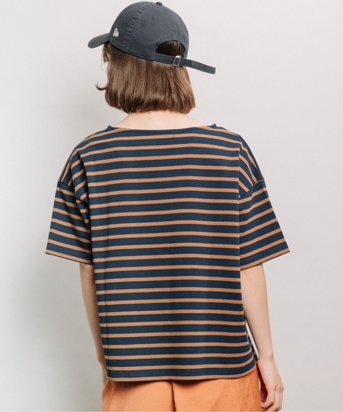 refinedworks（リファインドワークス）の「ボーダースクエアネックT（Tシャツ/カットソー・レディース・ネイビー/オフホワイト/オレンジ・FREE）」の14枚目の写真