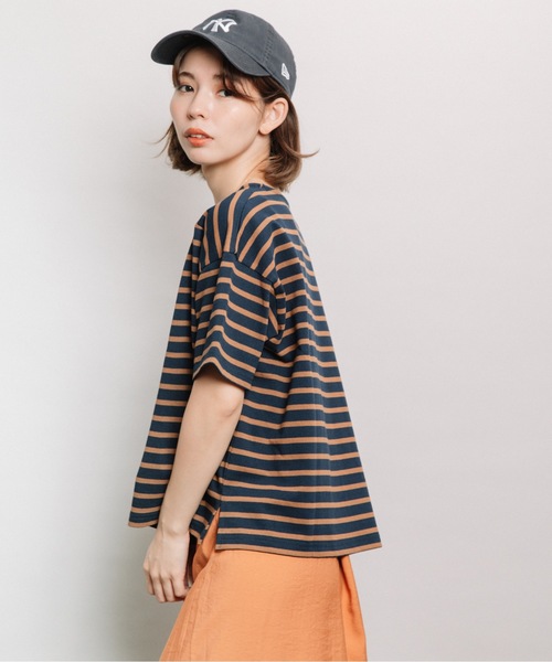 refinedworks（リファインドワークス）の「ボーダースクエアネックT（Tシャツ/カットソー・レディース・ネイビー/オフホワイト/オレンジ・FREE）」の15枚目の写真