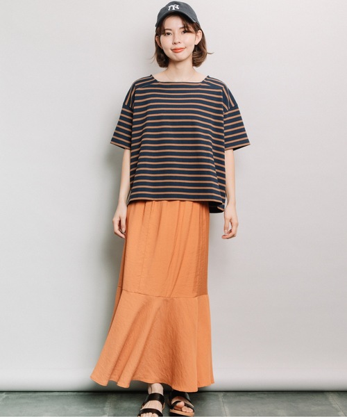 refinedworks（リファインドワークス）の「ボーダースクエアネックT（Tシャツ/カットソー・レディース・ネイビー/オフホワイト/オレンジ・FREE）」の18枚目の写真