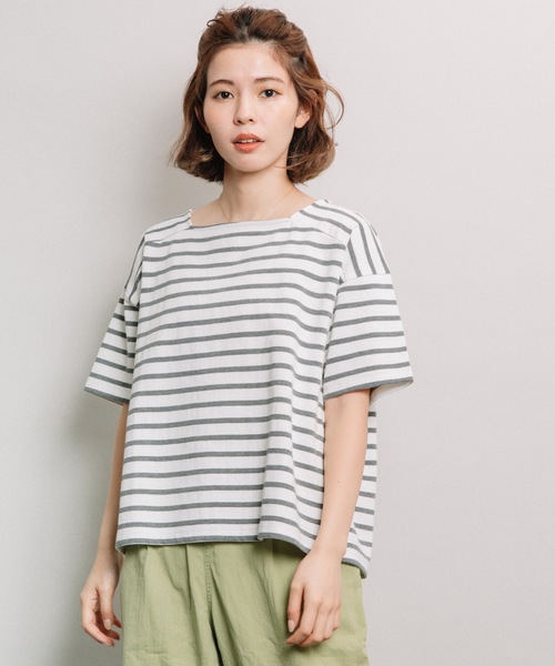 refinedworks（リファインドワークス）の「ボーダースクエアネックT（Tシャツ/カットソー・レディース・ネイビー/オフホワイト/オレンジ・FREE）」の19枚目の写真