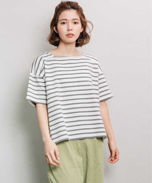 refinedworks（リファインドワークス）の「ボーダースクエアネックT（Tシャツ/カットソー・レディース・ネイビー/オフホワイト/オレンジ・FREE）」の20枚目の写真