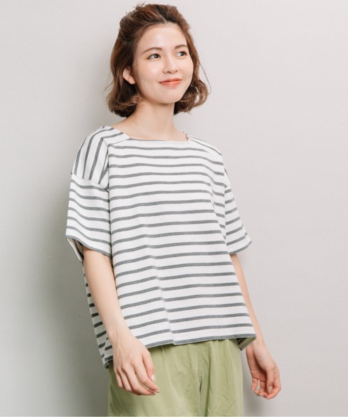 refinedworks（リファインドワークス）の「ボーダースクエアネックT（Tシャツ/カットソー・レディース・ネイビー/オフホワイト/オレンジ・FREE）」の21枚目の写真