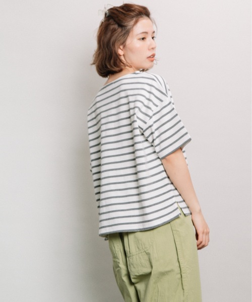 refinedworks（リファインドワークス）の「ボーダースクエアネックT（Tシャツ/カットソー・レディース・ネイビー/オフホワイト/オレンジ・FREE）」の22枚目の写真
