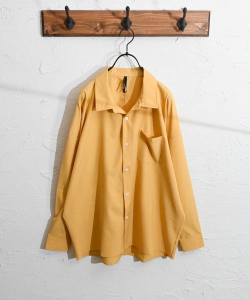 Ritzy（リッツィー）の「ポリストレッチ ドロップショルダーLSシャツ レディース メンズ（シャツ/ブラウス・メンズ・ホワイト/サックスブルー/イエロー/グリーン/チャコール/ブラック/ネイビー/パープル/グレイッシュベージュ・MEDIUM/LARGE/X-LARGE）」の9枚目の写真