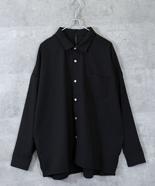 Ritzy（リッツィー）の「ポリストレッチ ドロップショルダーLSシャツ レディース メンズ（シャツ/ブラウス・メンズ・ホワイト/サックスブルー/イエロー/グリーン/チャコール/ブラック/ネイビー/パープル/グレイッシュベージュ・MEDIUM/LARGE/X-LARGE）」の14枚目の写真