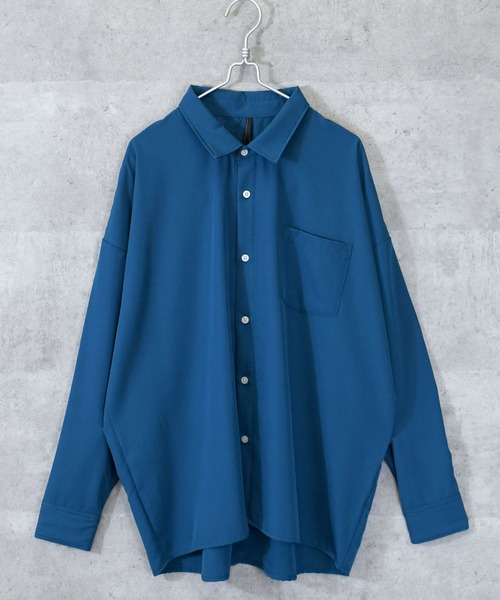 Ritzy（リッツィー）の「ポリストレッチ ドロップショルダーLSシャツ レディース メンズ（シャツ/ブラウス・メンズ・ホワイト/サックスブルー/イエロー/グリーン/チャコール/ブラック/ネイビー/パープル/グレイッシュベージュ・MEDIUM/LARGE/X-LARGE）」の17枚目の写真