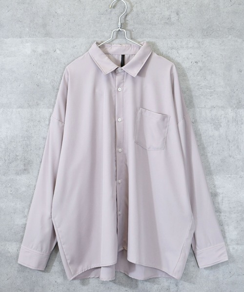 Ritzy（リッツィー）の「ポリストレッチ ドロップショルダーLSシャツ レディース メンズ（シャツ/ブラウス・メンズ・ホワイト/サックスブルー/イエロー/グリーン/チャコール/ブラック/ネイビー/パープル/グレイッシュベージュ・MEDIUM/LARGE/X-LARGE）」の16枚目の写真