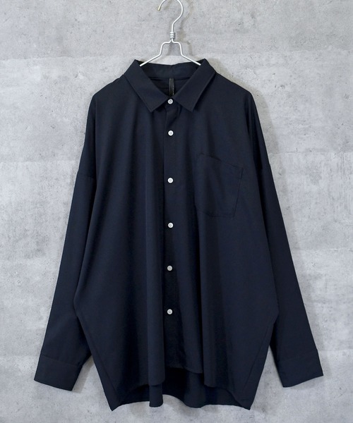 Ritzy（リッツィー）の「ポリストレッチ ドロップショルダーLSシャツ レディース メンズ（シャツ/ブラウス・メンズ・ホワイト/サックスブルー/イエロー/グリーン/チャコール/ブラック/ネイビー/パープル/グレイッシュベージュ・MEDIUM/LARGE/X-LARGE）」の18枚目の写真