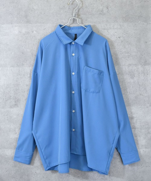 Ritzy（リッツィー）の「ポリストレッチ ドロップショルダーLSシャツ レディース メンズ（シャツ/ブラウス・メンズ・ホワイト/サックスブルー/イエロー/グリーン/チャコール/ブラック/ネイビー/パープル/グレイッシュベージュ・MEDIUM/LARGE/X-LARGE）」の19枚目の写真