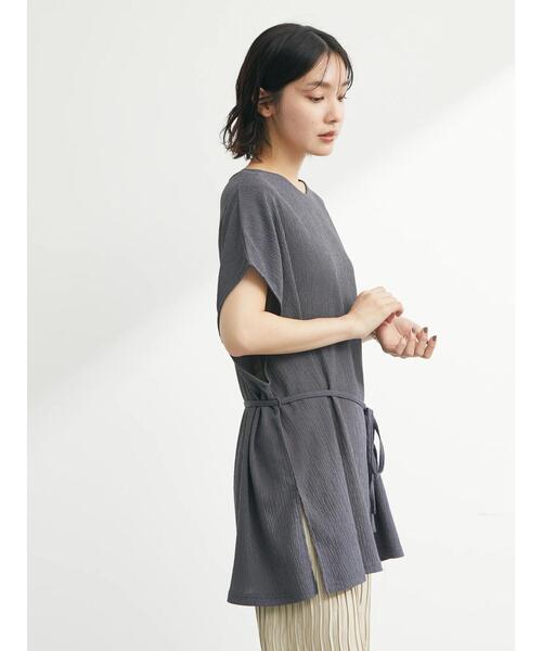 Green Parks(グリーンパークス)の「2Way リボン付楊柳チュニック(Tシャツ/カットソー・レディース・グリーン/ダークグレー/ホワイト系その他2・FREE)」の21枚目の写真