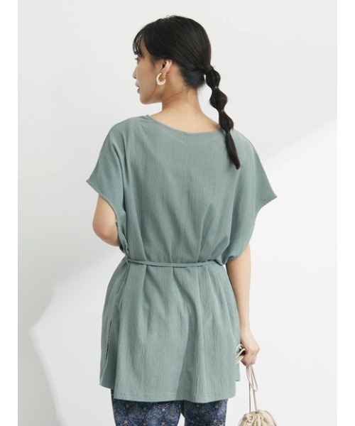 Green Parks(グリーンパークス)の「2Way リボン付楊柳チュニック(Tシャツ/カットソー・レディース・グリーン/ダークグレー/ホワイト系その他2・FREE)」の16枚目の写真