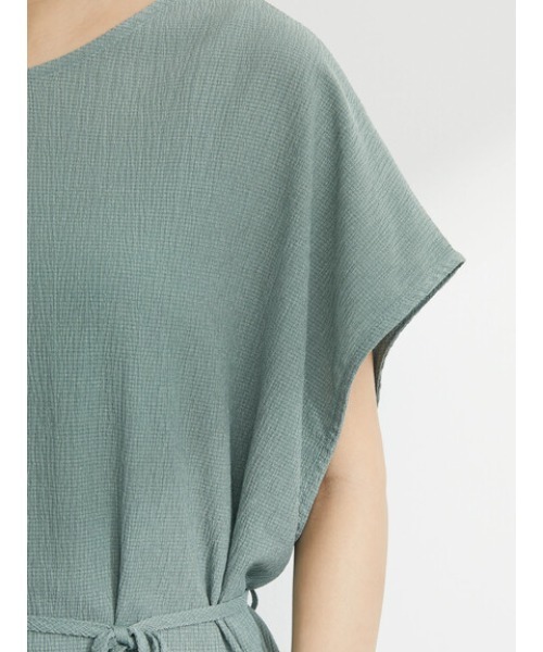 Green Parks(グリーンパークス)の「2Way リボン付楊柳チュニック(Tシャツ/カットソー・レディース・グリーン/ダークグレー/ホワイト系その他2・FREE)」の10枚目の写真
