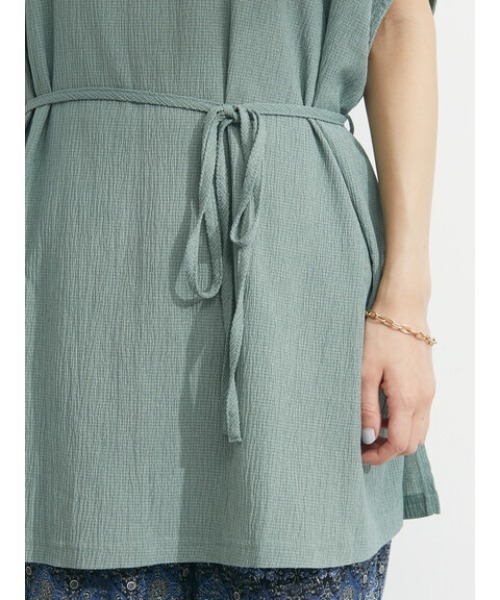 Green Parks(グリーンパークス)の「2Way リボン付楊柳チュニック(Tシャツ/カットソー・レディース・グリーン/ダークグレー/ホワイト系その他2・FREE)」の19枚目の写真