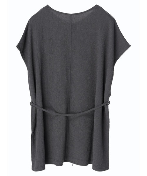 Green Parks(グリーンパークス)の「2Way リボン付楊柳チュニック(Tシャツ/カットソー・レディース・グリーン/ダークグレー/ホワイト系その他2・FREE)」の7枚目の写真