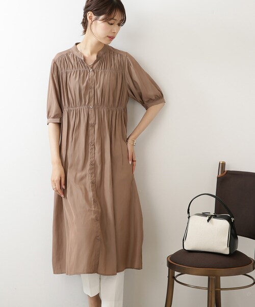 DRESKIP(ドレスキップ)の「◆【洗える】シャ-リング シャツワンピース(ワンピース・レディース・ブラウン系その他/オレンジ/ライトベージュ/グレー系その他・03/02/04)」の3枚目の写真