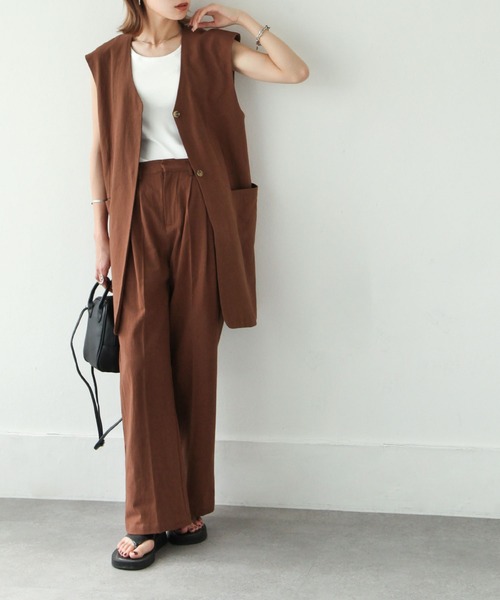 Chillfar（チルファー）の「リネンライクタックパンツ（その他パンツ・レディース・アイボリー/ブラック/ブラウン/ベージュ/オレンジ・MEDIUM/LARGE）」の20枚目の写真