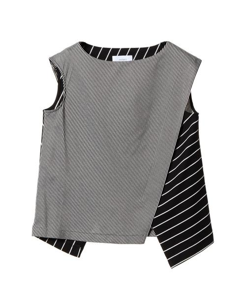ASTRAET(アストラット)の「ASTRAET(アストラット) MIXストライプノースリーブ(Tシャツ/カットソー・レディース・ブラック・フリー)」の1枚目の写真