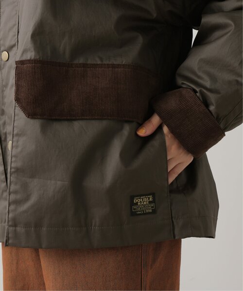 DOUBLE NAME（ダブルネーム）の「オイルド風加工ハンティングジャケット（ミリタリージャケット・レディース・ブラウン/チャコールグレー/ブラウン系/カーキ・FREE）」の11枚目の写真