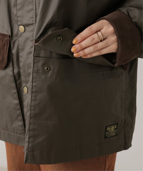 DOUBLE NAME（ダブルネーム）の「オイルド風加工ハンティングジャケット（ミリタリージャケット・レディース・ブラウン/チャコールグレー/ブラウン系/カーキ・FREE）」の10枚目の写真