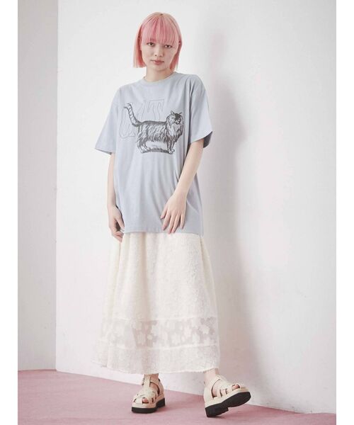 merry jenny（メリージェニー）の「fluffyキリカエシアーロングスカート（スカート・レディース・アイボリー/ブラック・FREE）」の6枚目の写真