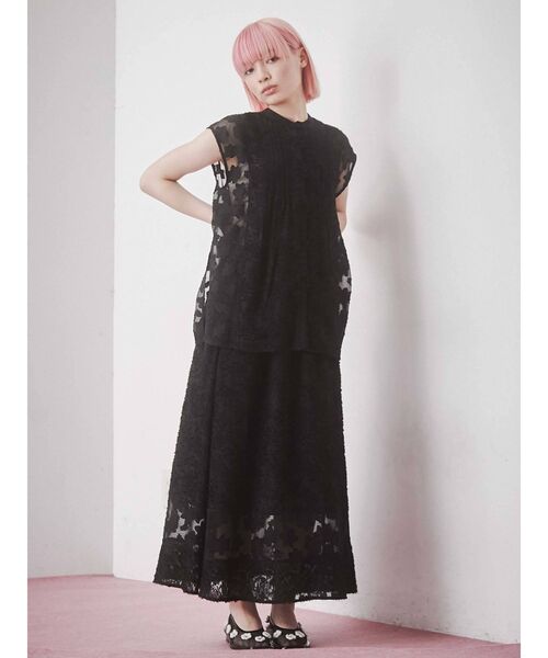 merry jenny（メリージェニー）の「fluffyキリカエシアーロングスカート（スカート・レディース・アイボリー/ブラック・FREE）」の8枚目の写真