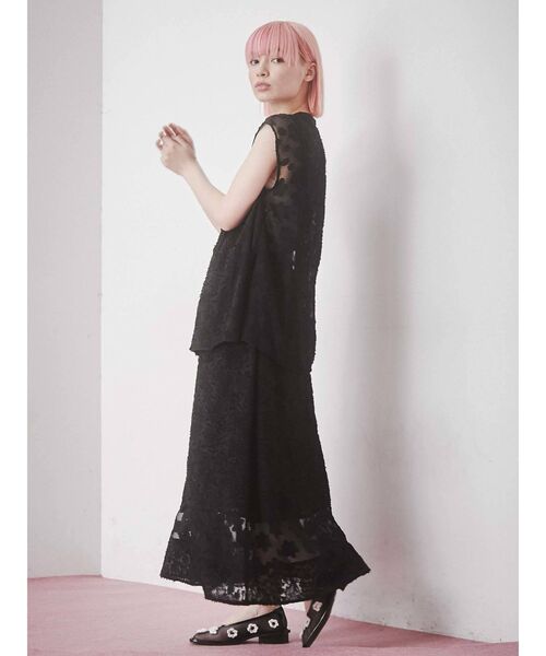 merry jenny（メリージェニー）の「fluffyキリカエシアーロングスカート（スカート・レディース・アイボリー/ブラック・FREE）」の9枚目の写真