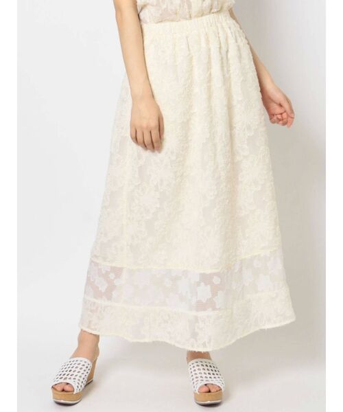 merry jenny（メリージェニー）の「fluffyキリカエシアーロングスカート（スカート・レディース・アイボリー/ブラック・FREE）」の15枚目の写真