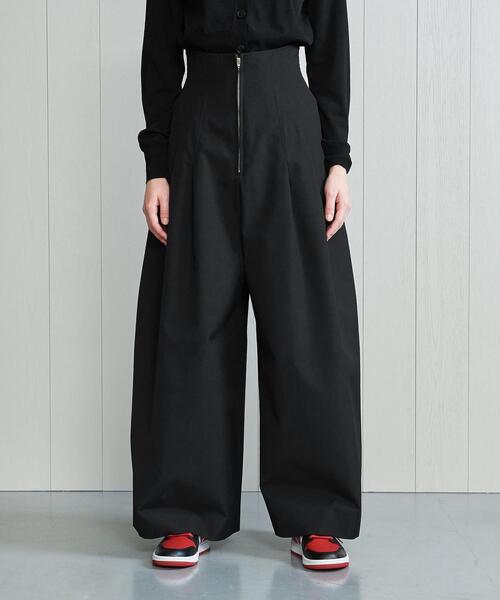 H　BEAUTY&YOUTH UNITED ARROWS（エイチビューティーアンドユースユナイテッドアローズ）の「＜H＞TYPEWRITER CLOTH HIGH WAIST BAGGY PANTS/パンツ（その他パンツ・レディース・ブラック/オリーブ・S/M）」の3枚目の写真