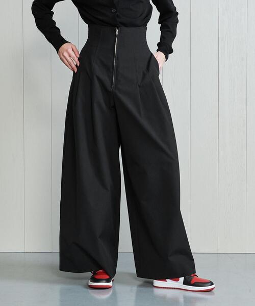 H　BEAUTY&YOUTH UNITED ARROWS（エイチビューティーアンドユースユナイテッドアローズ）の「＜H＞TYPEWRITER CLOTH HIGH WAIST BAGGY PANTS/パンツ（その他パンツ・レディース・ブラック/オリーブ・S/M）」の6枚目の写真