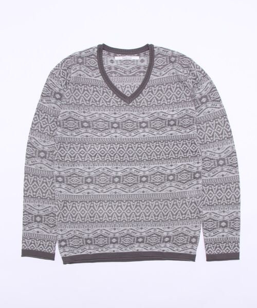 hardcover（ハードカバー）の「【z】【hardcover】ハイゲージジャガード編みスプリングニット（ニット/セーター・レディース・ワインレッド/ネイビー/グレー・SMALL/MEDIUM）」の6枚目の写真