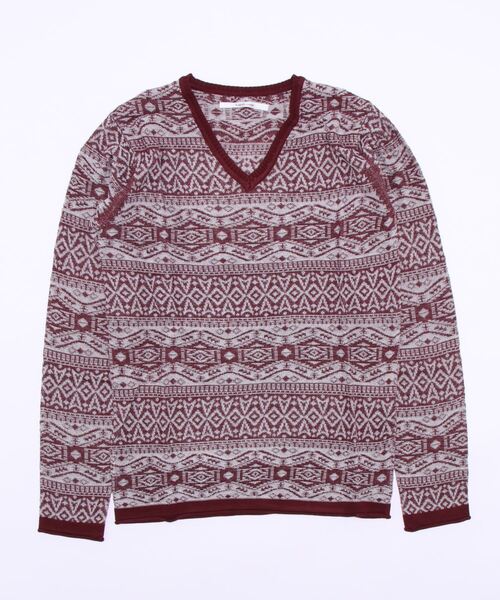 hardcover（ハードカバー）の「【z】【hardcover】ハイゲージジャガード編みスプリングニット（ニット/セーター・レディース・ワインレッド/ネイビー/グレー・SMALL/MEDIUM）」の5枚目の写真