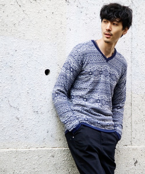 hardcover（ハードカバー）の「【z】【hardcover】ハイゲージジャガード編みスプリングニット（ニット/セーター・レディース・ワインレッド/ネイビー/グレー・SMALL/MEDIUM）」の15枚目の写真