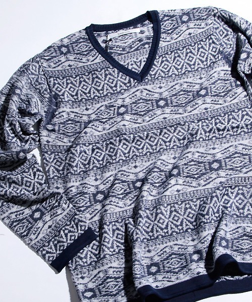 hardcover（ハードカバー）の「【z】【hardcover】ハイゲージジャガード編みスプリングニット（ニット/セーター・レディース・ワインレッド/ネイビー/グレー・SMALL/MEDIUM）」の9枚目の写真