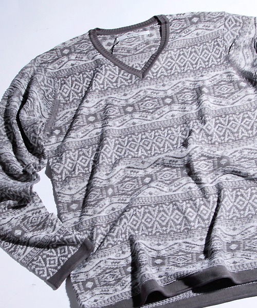 hardcover（ハードカバー）の「【z】【hardcover】ハイゲージジャガード編みスプリングニット（ニット/セーター・レディース・ワインレッド/ネイビー/グレー・SMALL/MEDIUM）」の8枚目の写真