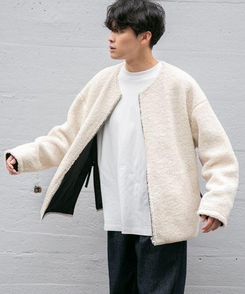 LOWRYS FARM（ローリーズファーム）の「ノーカラーボアブルゾン　282347（ブルゾン・メンズ・ブラック/ブラウン/アイボリー・MEDIUM/LARGE）」の11枚目の写真