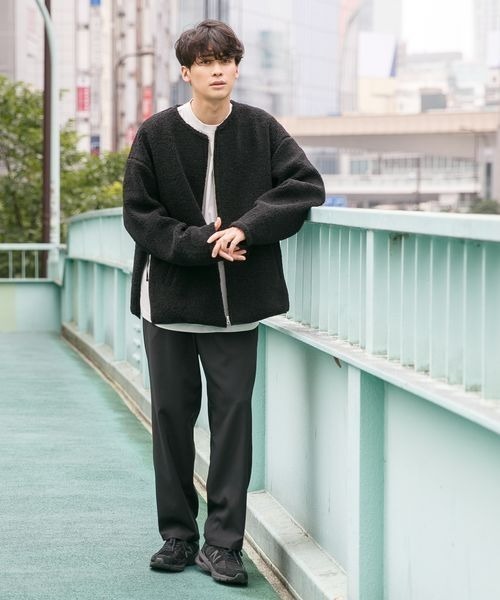 LOWRYS FARM（ローリーズファーム）の「ノーカラーボアブルゾン　282347（ブルゾン・メンズ・ブラック/ブラウン/アイボリー・MEDIUM/LARGE）」の8枚目の写真