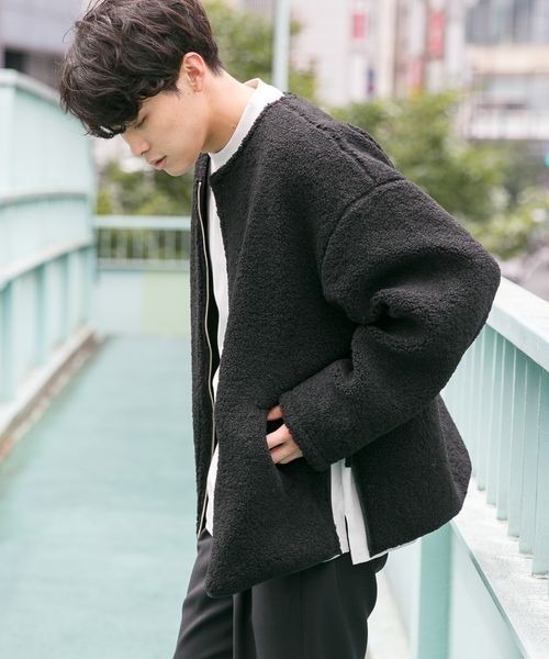 LOWRYS FARM（ローリーズファーム）の「ノーカラーボアブルゾン　282347（ブルゾン・メンズ・ブラック/ブラウン/アイボリー・MEDIUM/LARGE）」の16枚目の写真