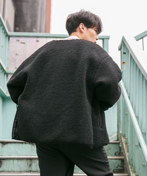 LOWRYS FARM（ローリーズファーム）の「ノーカラーボアブルゾン　282347（ブルゾン・メンズ・ブラック/ブラウン/アイボリー・MEDIUM/LARGE）」の12枚目の写真