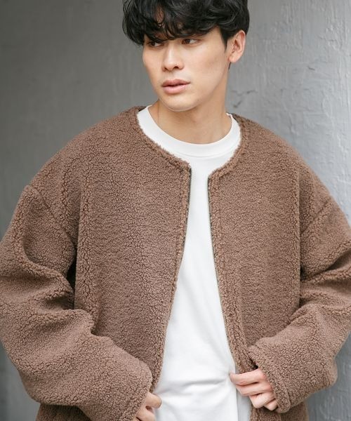 LOWRYS FARM（ローリーズファーム）の「ノーカラーボアブルゾン　282347（ブルゾン・メンズ・ブラック/ブラウン/アイボリー・MEDIUM/LARGE）」の13枚目の写真