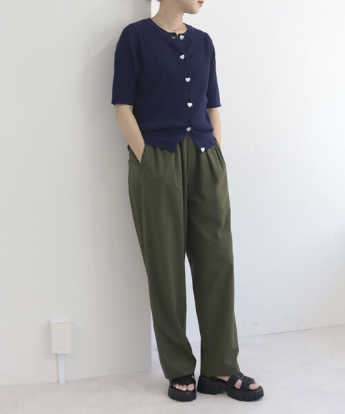 fredy emue（フレディエミュ）の「ハートボタン 半袖カーディガン（カーディガン/ボレロ・レディース・ライトグレー/ブラック/ベージュ/パープル/ネイビー/カーキ・38）」の10枚目の写真