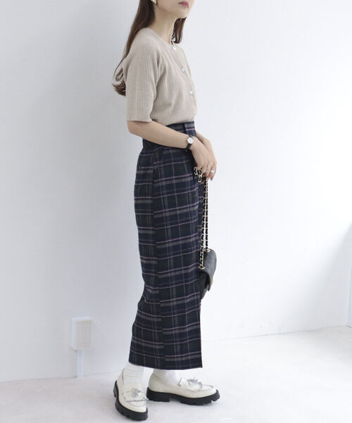 fredy emue（フレディエミュ）の「ハートボタン 半袖カーディガン（カーディガン/ボレロ・レディース・ライトグレー/ブラック/ベージュ/パープル/ネイビー/カーキ・38）」の20枚目の写真