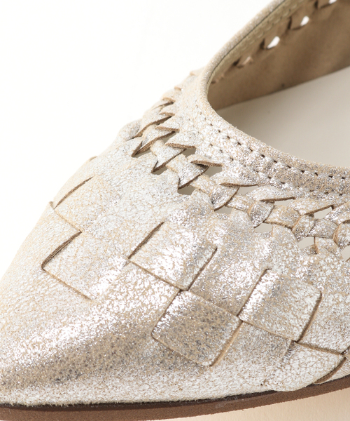 美品♡ルタロン メッシュ フラットパンプス 22.5 メタリック LE TALON(ルタロン)の「ポインテッドサシメッシュフラット
