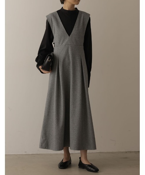 Re:EDIT（リエディ）の「[2022A/W COLLECTION][低身長/高身長サイズ有]ツイード調タックフレアジャンパースカート（ジャンパースカート・レディース・ブラウン系その他/ブラック系その他/ブラック・SHORT/MEDIUM/LARGE/TALL）」の21枚目の写真