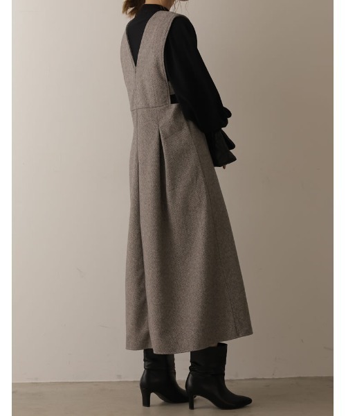 Re:EDIT（リエディ）の「[2022A/W COLLECTION][低身長/高身長サイズ有]ツイード調タックフレアジャンパースカート（ジャンパースカート・レディース・ブラウン系その他/ブラック系その他/ブラック・SHORT/MEDIUM/LARGE/TALL）」の15枚目の写真