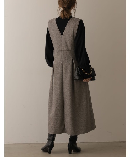 Re:EDIT（リエディ）の「[2022A/W COLLECTION][低身長/高身長サイズ有]ツイード調タックフレアジャンパースカート（ジャンパースカート・レディース・ブラウン系その他/ブラック系その他/ブラック・SHORT/MEDIUM/LARGE/TALL）」の19枚目の写真