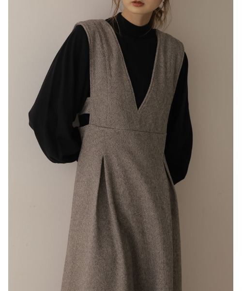 Re:EDIT（リエディ）の「[2022A/W COLLECTION][低身長/高身長サイズ有]ツイード調タックフレアジャンパースカート（ジャンパースカート・レディース・ブラウン系その他/ブラック系その他/ブラック・SHORT/MEDIUM/LARGE/TALL）」の22枚目の写真