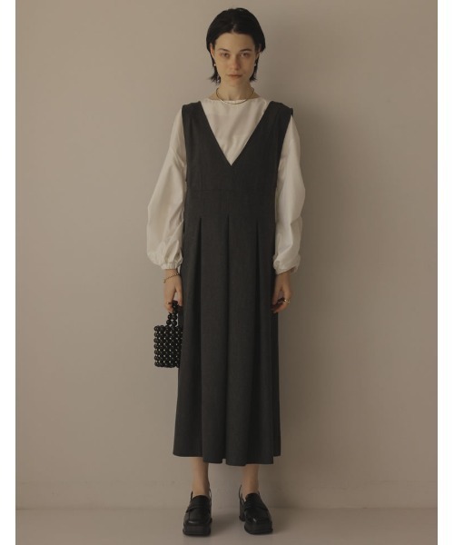 Re:EDIT（リエディ）の「[2022A/W COLLECTION][低身長/高身長サイズ有]ツイード調タックフレアジャンパースカート（ジャンパースカート・レディース・ブラウン系その他/ブラック系その他/ブラック・SHORT/MEDIUM/LARGE/TALL）」の13枚目の写真